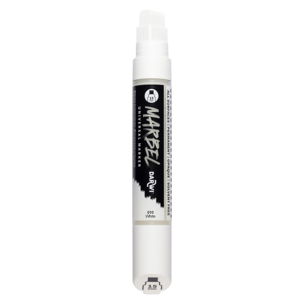 Marqueur - Peinture acrylique - Blanc - Permanent - Pointe rectangulaire 15mm - Marbel - Darwi
