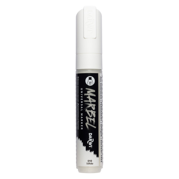 photo - Marqueur - Peinture acrylique - Blanc - Permanent - Pointe rectangulaire 15mm - Marbel - Darwi