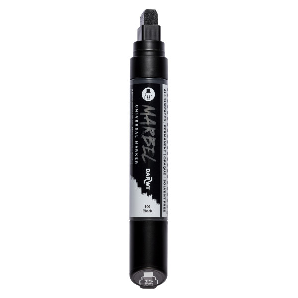 Marqueur - Peinture acrylique - Noir - Permanent - Pointe rectangulaire 15mm - Marbel - Darwi