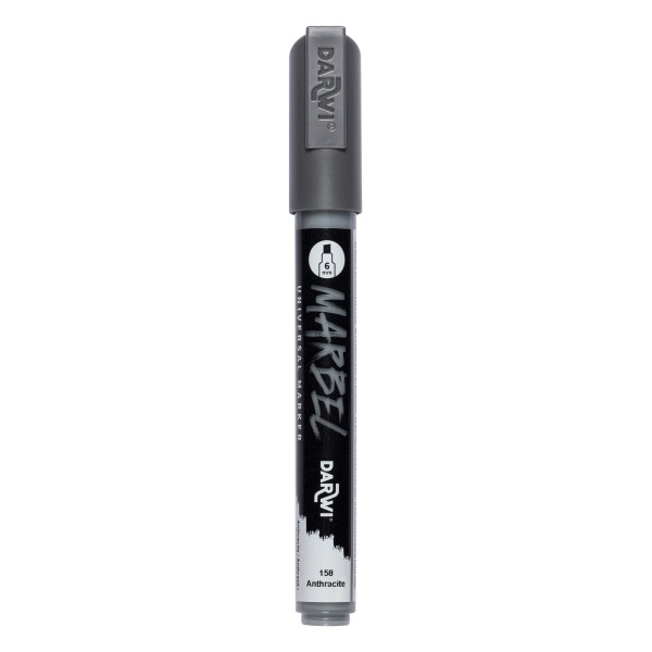 photo - Marqueur - Peinture acrylique - Anthracite - Permanent - Pointe biseautée 6mm - Marbel - Darwi