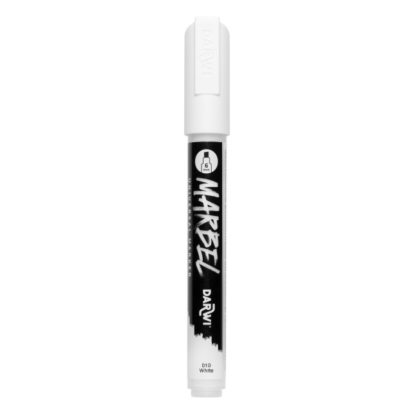 photo - Marqueur - Peinture acrylique - Blanc - Permanent - Pointe biseautée 6mm - Marbel - Darwi