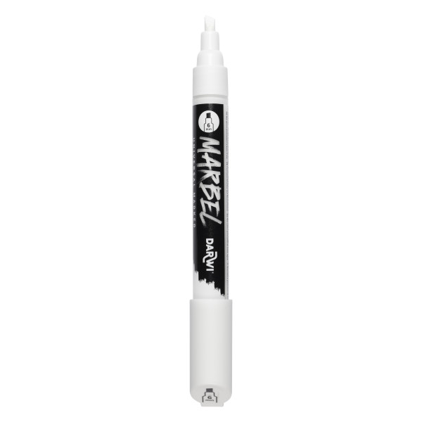 Marqueur - Peinture acrylique - Blanc - Permanent - Pointe biseautée 6mm - Marbel - Darwi