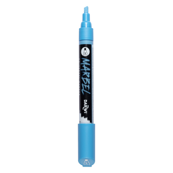 Marqueur - Peinture acrylique - Bleu - Permanent - Pointe biseautée 6mm - Marbel - Darwi
