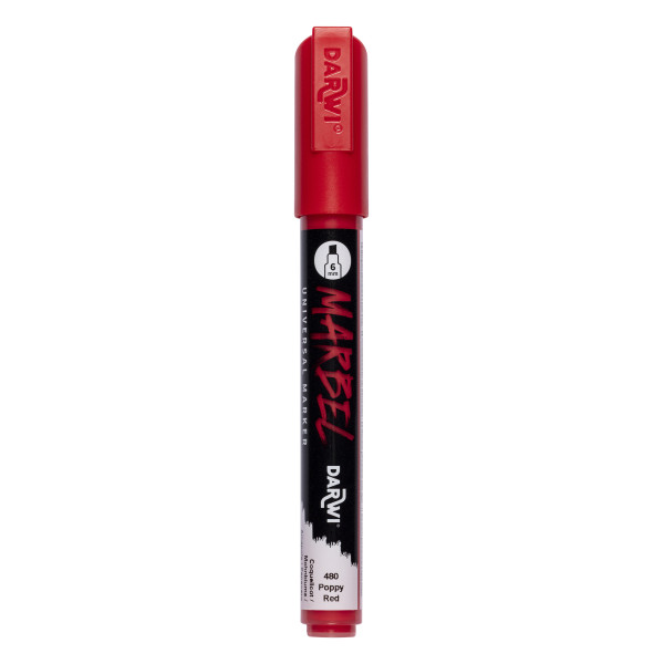 photo - Marqueur - Peinture acrylique - Rouge - Permanent - Pointe biseautée 6mm - Marbel - Darwi