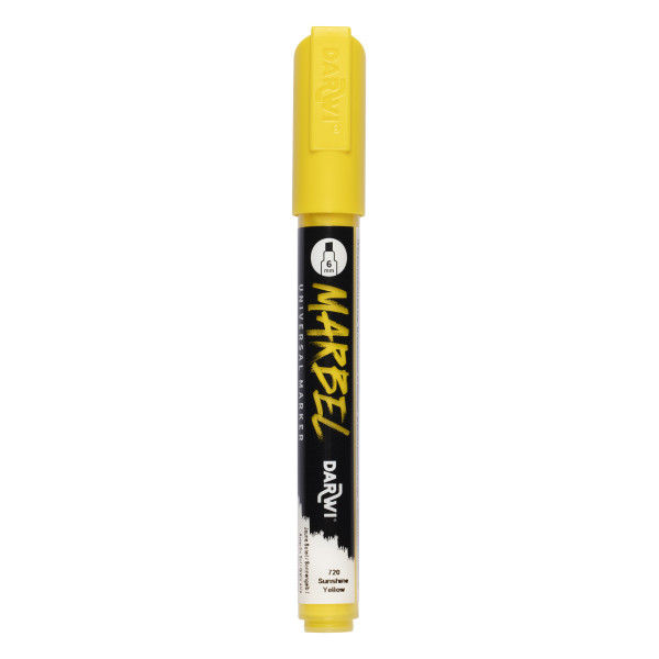 photo - Marqueur - Peinture acrylique - Jaune soleil - Permanent - Pointe biseautée 6mm - Marbel - Darwi