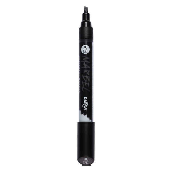 Marqueur - Peinture acrylique - Noir - Permanent - Pointe biseautée 6mm - Marbel - Darwi