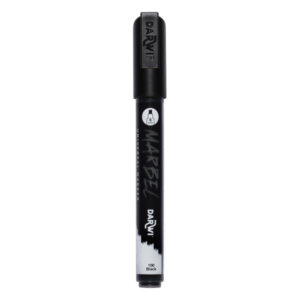 photo - Marqueur - Peinture acrylique - Noir - Permanent - Pointe biseautée 6mm - Marbel - Darwi