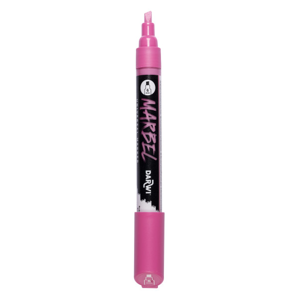 Marqueur - Peinture acrylique - Rose - Permanent - Pointe biseautée 6mm - Marbel - Darwi