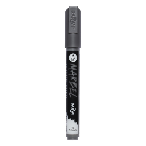 photo - Marqueur - Peinture acrylique - Anthracite - Permanent - Pointe ronde 1mm - Marbel - Darwi