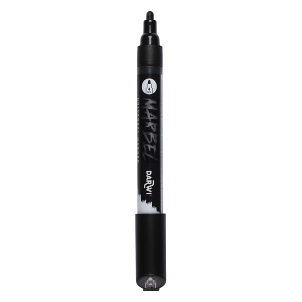photo - Marqueur - Peinture acrylique - Noir - Permanent - Pointe ronde 1mm - Marbel - Darwi