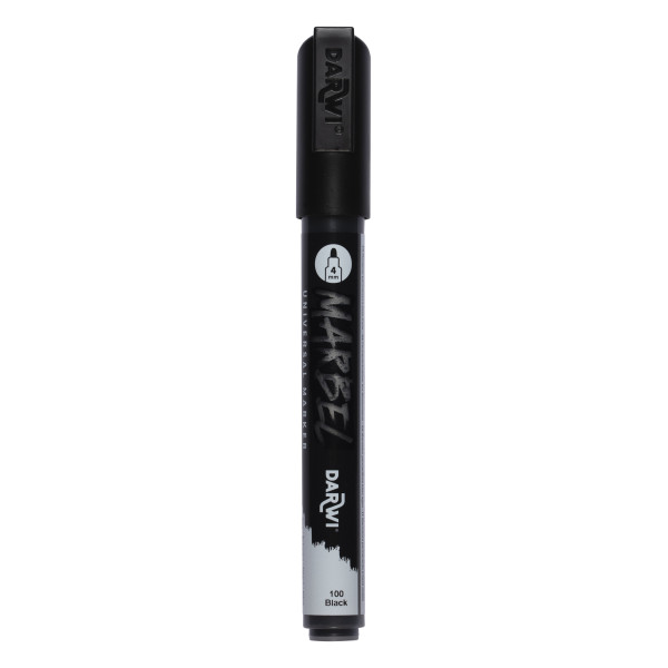 photo - Marqueur - Peinture acrylique - Noir - Permanent - Pointe ronde 1mm - Marbel - Darwi