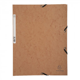 photo-Chemise à élastique 3 rabats - A4 - Marron tabac - Exacompta