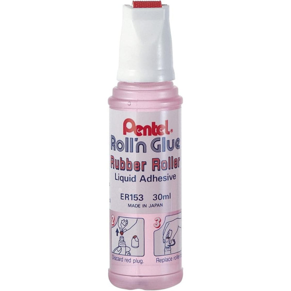 photo - Colle liquide - Flacon avec rouleau applicateur - Pour papier, carton - Pentel - Roll'n Glue