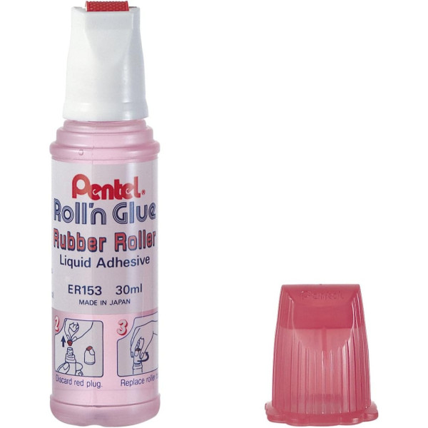 Colle liquide - Flacon avec rouleau applicateur - Pour papier, carton - Pentel - Roll'n Glue