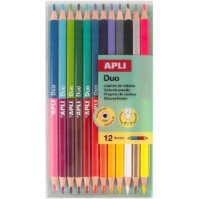 photo - Crayons de couleurs - Double pointe - 24 couleurs vives - Scolaire - Coloriage - Apli Kids