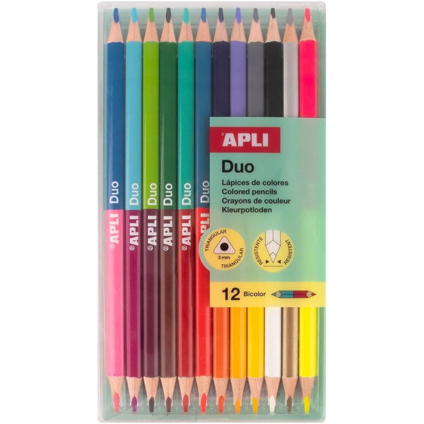 photo - Crayons de couleurs - Double pointe - 24 couleurs vives - Scolaire - Coloriage - Apli Kids