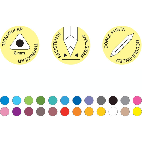 Crayons de couleurs - Double pointe - 24 couleurs vives - Scolaire - Coloriage - Apli Kids