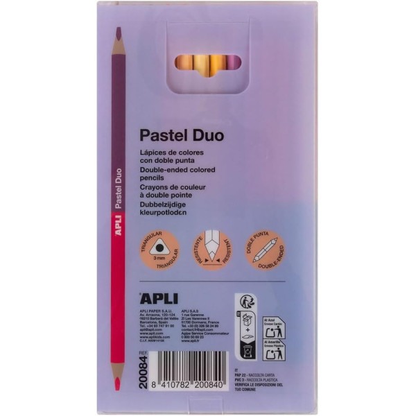 Crayons de couleurs - Double pointe - 24 couleurs pastels - Scolaire - Coloriage - Apli Kids