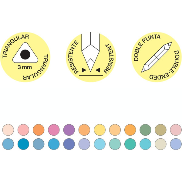 Crayons de couleurs - Double pointe - 24 couleurs pastels - Scolaire - Coloriage - Apli Kids
