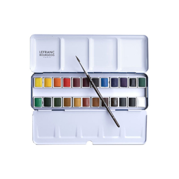 Coffret - Aquarelle Qualité Fine - Lefranc Bourgeois - 24 demi-godets