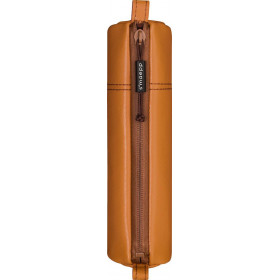Trousse scolaire - Ronde - Marron - Imitation cuir - 20 x 4,5 cm - Brunnen