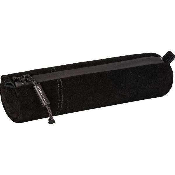 photo-Trousse scolaire - Ronde - Noir - Imitation daim - 20 x 4,5 cm - Brunnen