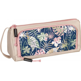 photo-Grande trousse scolaire - Avec compartiments - Beige - Motifs jungle - Brunnen