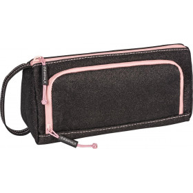 photo-Grande trousse scolaire - Avec compartiments - Noir paillettes - Motifs jungle - Brunnen