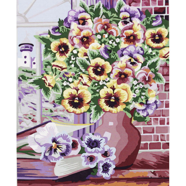 photo-Peinture par numéros - Bouquet de fleurs - 30 x 40 cm - Niveau intermédiaire