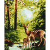 photo-Peinture par numéros - Les biches dans la forêt - 30 x 40 cm - Niveau intermédiaire
