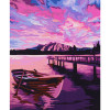 photo-Peinture par numéros - Coucher de soleil sur le lac - 30 x 40 cm - Niveau intermédiaire