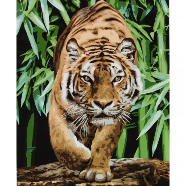 photo-Peinture par numéros - Le tigre dans la jungle - 30 x 40 cm - Niveau intermédiaire