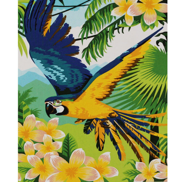 photo-Peinture par numéros - Le perroquet tropical - 30 x 40 cm - Niveau intermédiaire