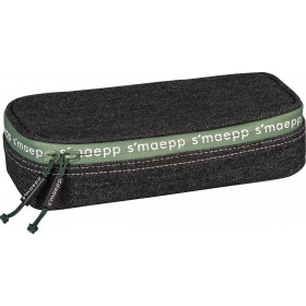 photo-Grande trousse scolaire - Rectangulaire - Noir - Imitation jeans - 22 x 11 x 6 cm - Brunnen