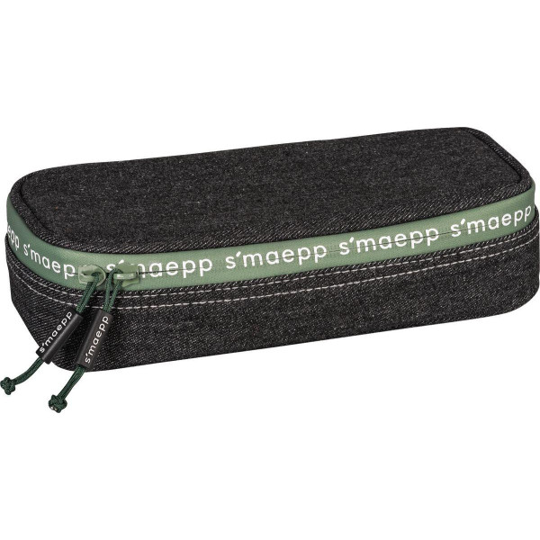 photo-Grande trousse scolaire - Rectangulaire - Noir - Imitation jeans - 22 x 11 x 6 cm - Brunnen