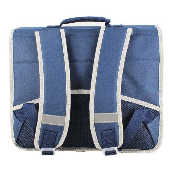 Cartable - Louise et Arthur - Bleu - Carreaux vichy - Voiture vintage - 2 compartiments