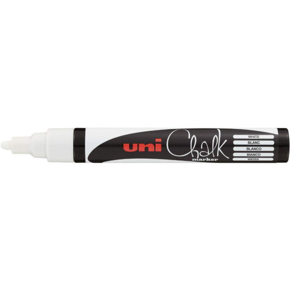 Lot de 5 marqueurs craie Uni chalk marker Uni Ball pointe moyenne blanc