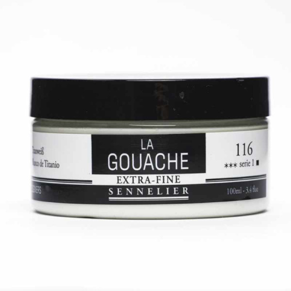 photo - Gouache - Extra-fine - Blanc de titane - 116 - Sennelier - Pot de 100ml - Beaux-arts