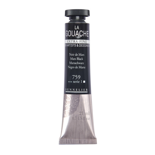 photo - Gouache - Extra-fine - Noir de Mars - 759 - Tube de 21ml - Sennelier