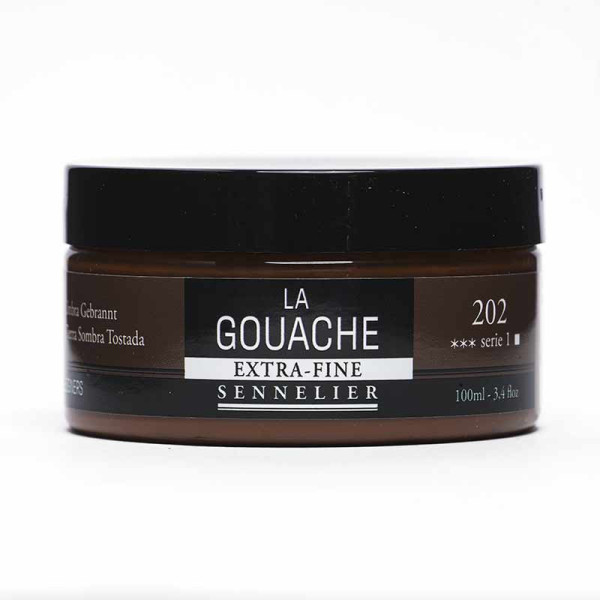 photo - Gouache - Extra-fine - Terre d'ombre brûlée - 202 - Sennelier - Pot de 100ml - Beaux-arts