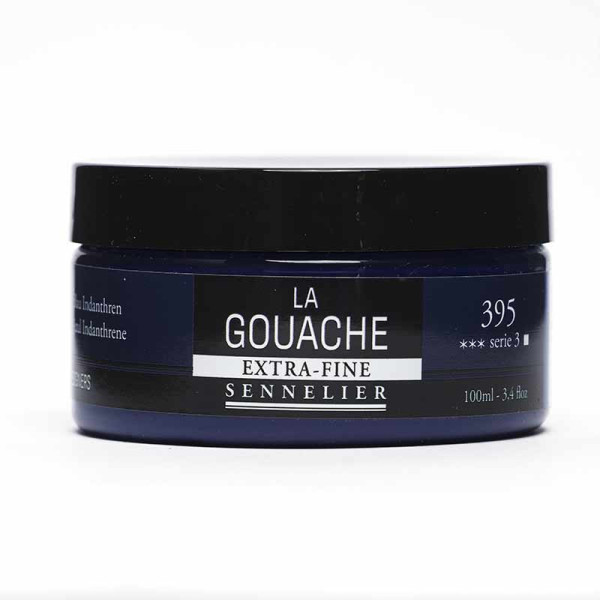 photo - Gouache - Extra-fine - Bleu d'Indanthrène - 395 - Sennelier - Pot de 100ml - Beaux-arts