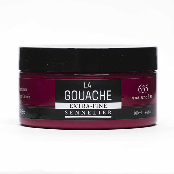 photo - Gouache - Extra-fine - Rouge carmin - 635 - Sennelier - Pot de 100ml - Beaux-arts