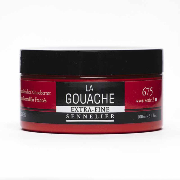 photo - Gouache - Extra-fine - Rouge vermillon - 675 - Sennelier - Pot de 100ml - Beaux-arts