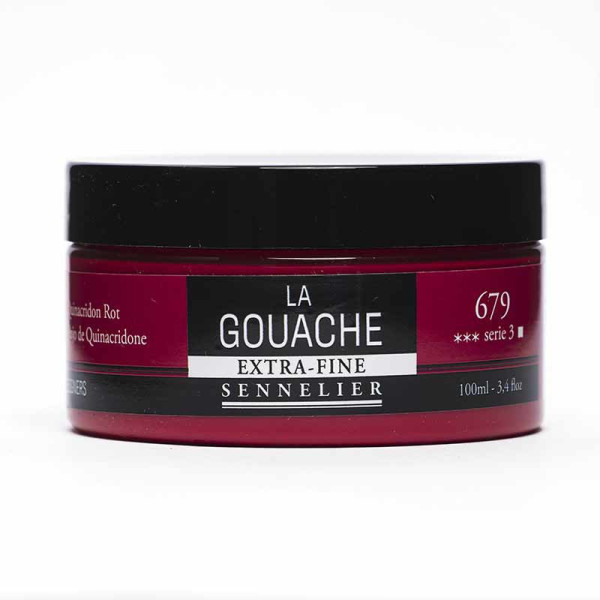 photo - Gouache - Extra-fine - Rouge quinacridone - 679 - Sennelier - Pot de 100ml - Beaux-arts