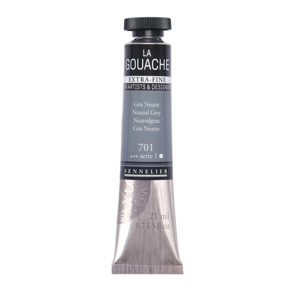 photo - Gouache - Extra-fine - Gris neutre - 701 - Tube de 21ml - Sennelier
