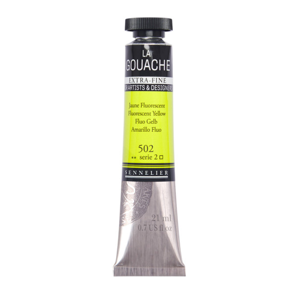 photo - Gouache - Extra-fine - Jaune fluorescent - 502 - Tube de 21ml - Sennelier