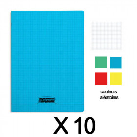 Lot de 10 cahiers - 24x32(cm) - Petits carreaux - 96 pages - couverture en polypro - sans spirale - Clairefontaine