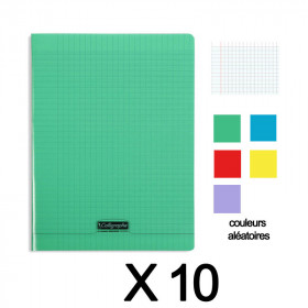 Lot de 10 cahiers - 24x32(cm) - Grands carreaux - 48 pages - couverture en polypro - sans spirale - Clairefontaine | Artmania