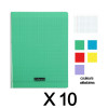 Lot de 10 cahiers - 24x32(cm) - Grands carreaux - 48 pages - couverture en polypro - sans spirale - Clairefontaine | Artmania