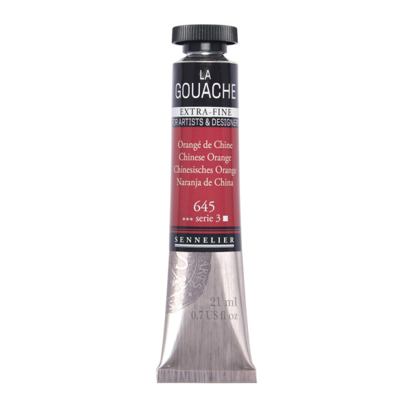 photo - Gouache - Extra-fine - Orangé de Chine - 645 - Tube de 21ml - Sennelier